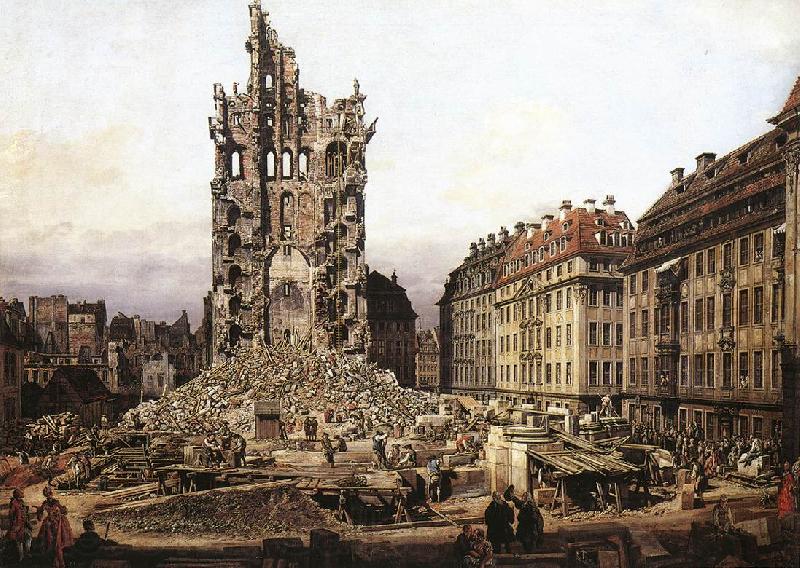 BELLOTTO, Bernardo The Ruins of the Old Kreuzkirche in Dresden gfh Norge oil painting art